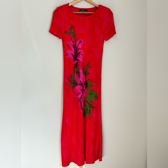 Carole Little Petite Dresses Women’s Size 2 Red Floral Maxi Dress - Picture 1 of 7